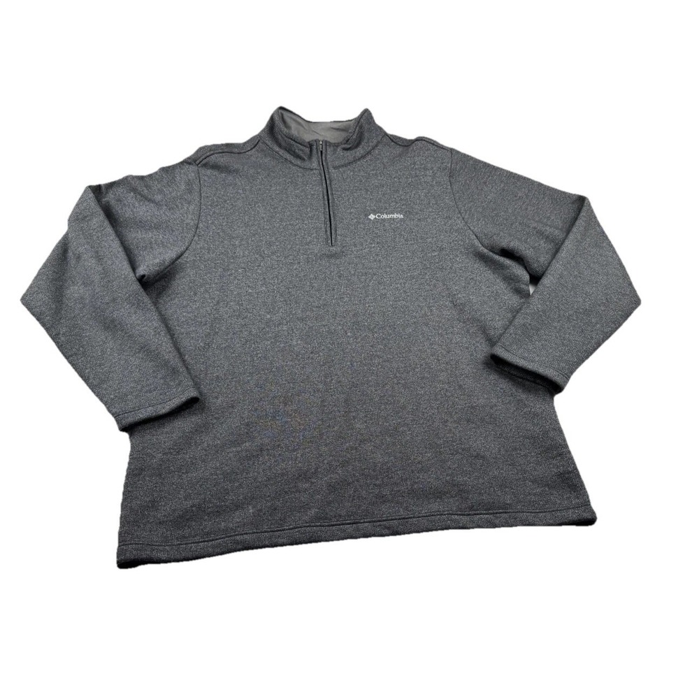Columbia 1/4 Zip Pullover Sweater Mens XL Gray Knit Fleece Lined